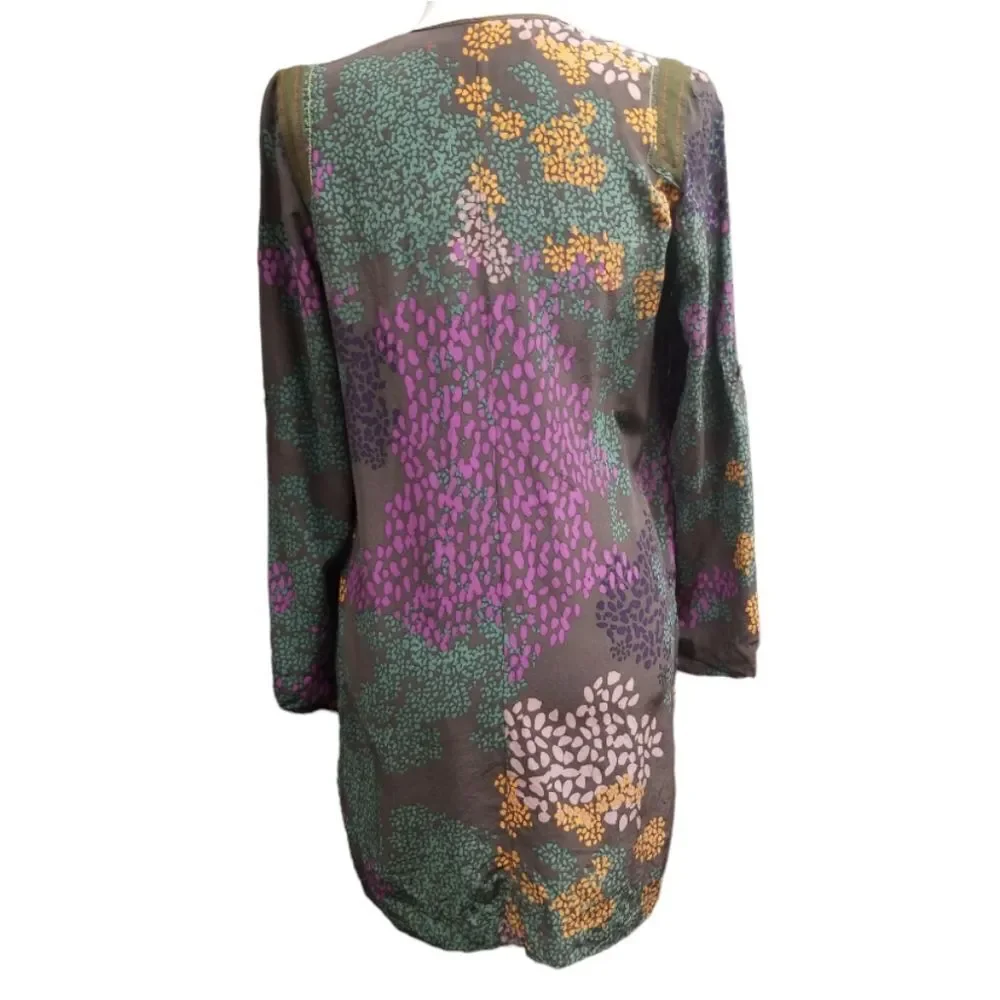 A Common Thread Multicolored Silk Blouse Tunic Size Medium - Picture 3 of 7